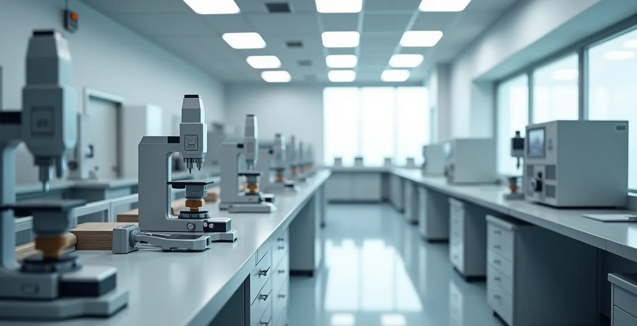 Ambiente di testing e controllo qualità con strumentazione di precisione